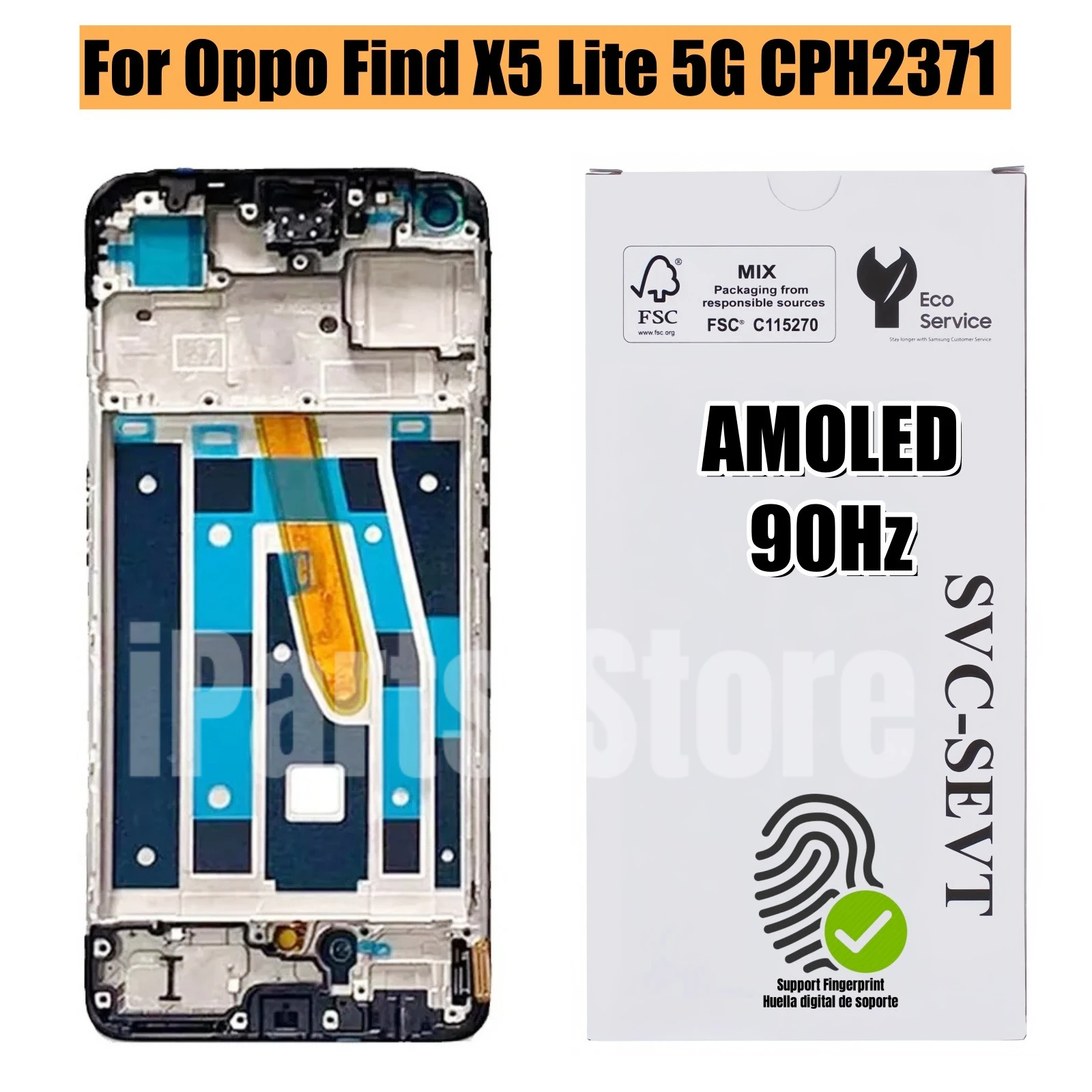 

Замена iParts, новый дисплей для Oppo Find X5 Lite 5G CPH2371, 90 Гц, AMOLED сенсорный экран, дигитайзер с рамкой в сборе, класс A