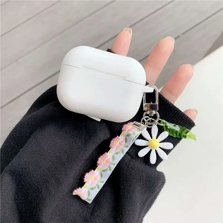 Fundas para airpods 3 caso bonito coreano flor urso pingente keyring fone de ouvido caso para airpods pro 2 silicone capa