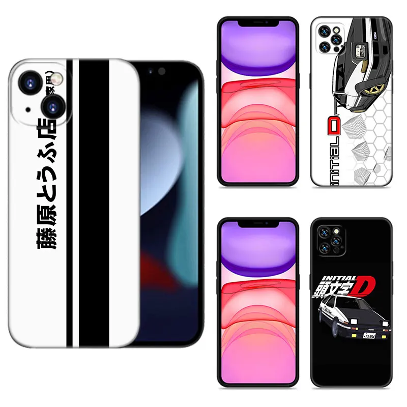 Initial D AE86 Phone Case For Apple iPhone 12 13 Mini 11 14 15 Pro Max 7 8 Plus X XR XS SE 2020 2022 Black Silicone Case