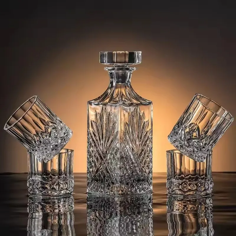 8pcs/set High End Whisky Glass and Bottle Household Crystal Glass, High-end Creative Wine Bottle Rack, Wine Set Cup 3