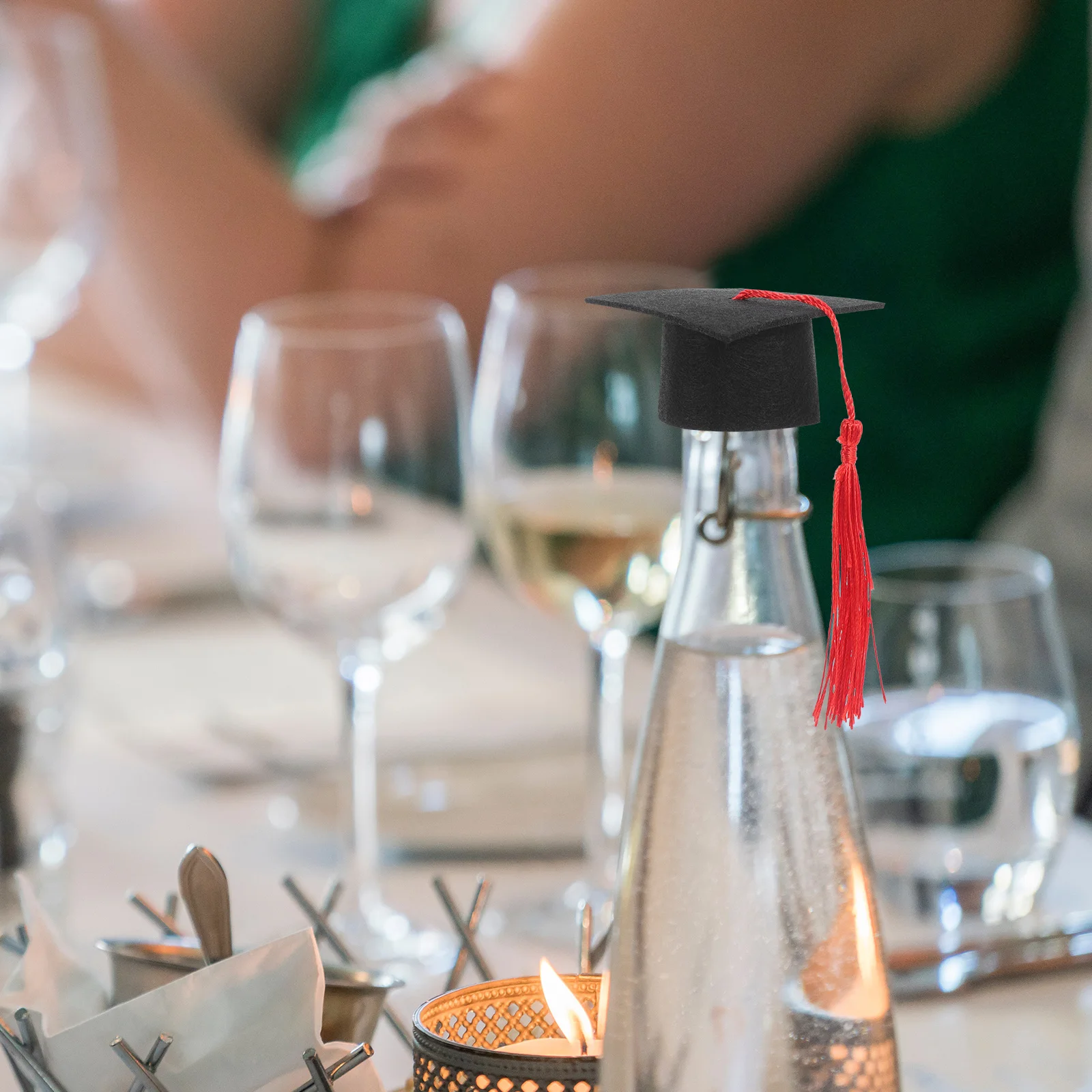 

5Pcs Mini Graduation Wine Bottle Topper Doctorial Hat Decorative Tassel Red Black Green Yellow Dark Blue Holiday Wedding Party