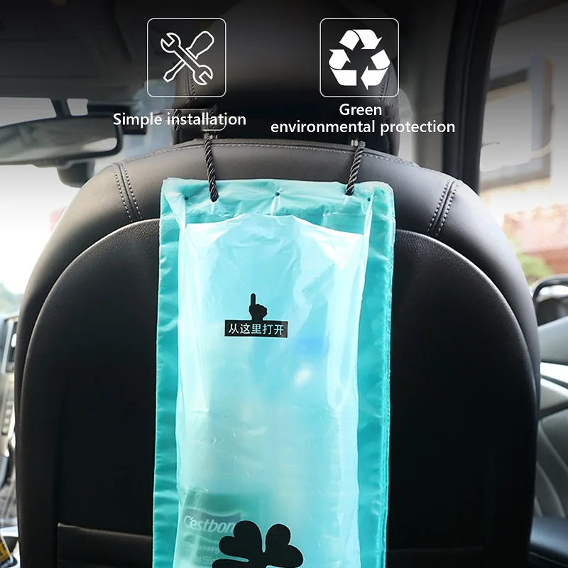 50 Pcs Car Garbage Bag Kitchen Trash Rubbish Bag Traveling Portable Auto Seat Back Hanging Trash Bag Office Home Disposable Bag