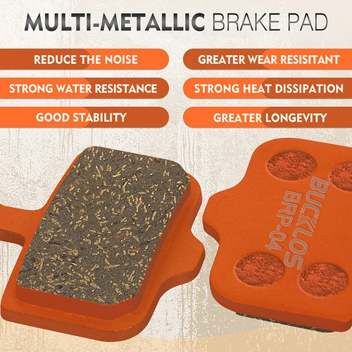 Imagen 2 del producto Pastillas de freno de disco de bicicleta BUCKLOS MTB pastillas de freno de disco hidráulico de bicicleta multimetálicas para piezas de freno de ciclismo SRAM DB5 / AVID ELIXIR