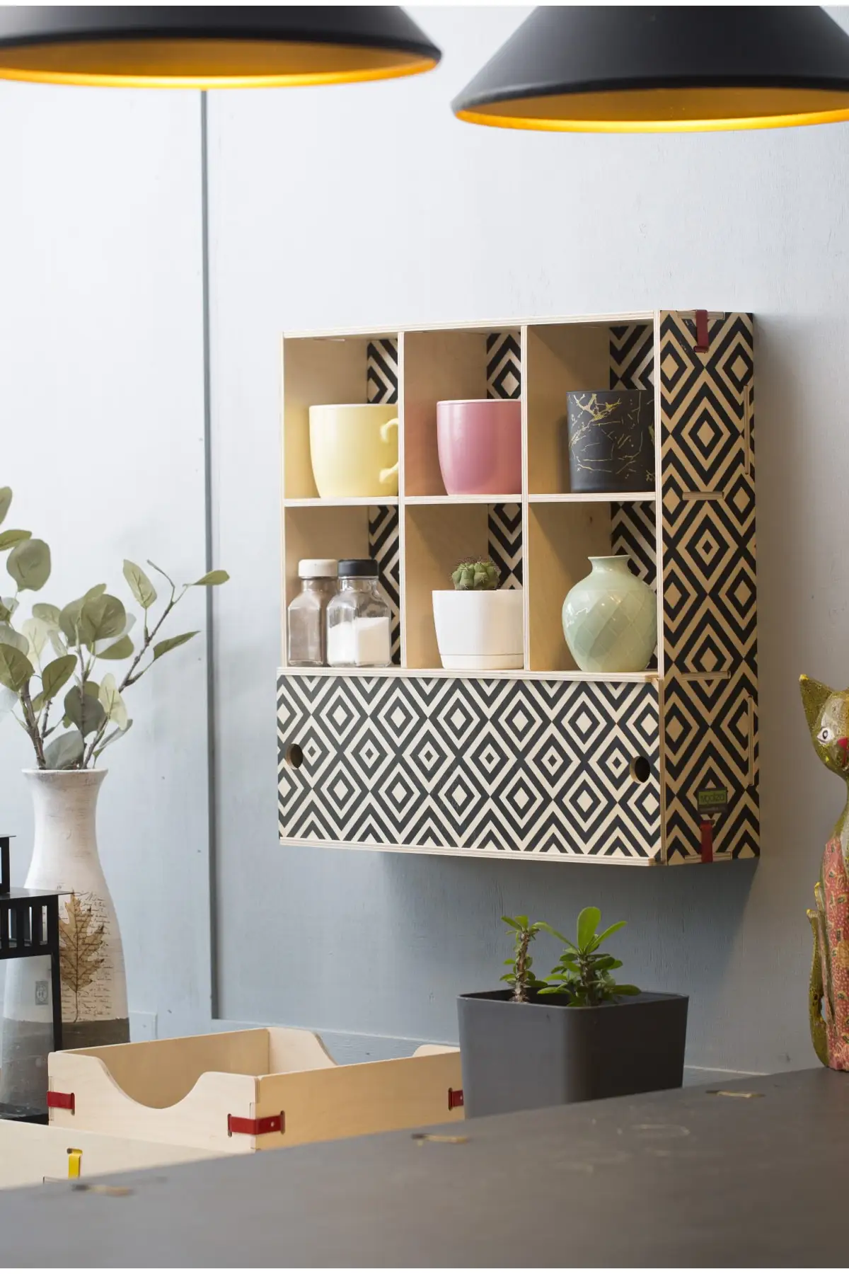 Zwart Hout Wandplank X Model Plaıd Keuken Rack Opbergdoos Badkamer Rack Kind Kamer Rack