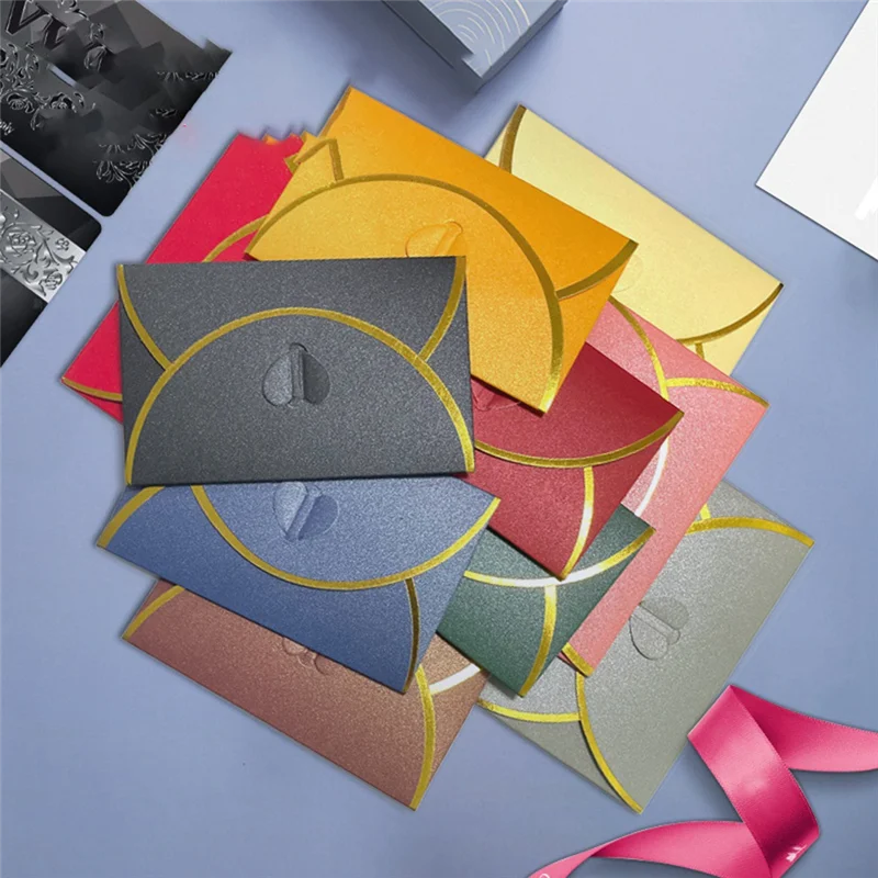 Advanced 50Pcs Envelopes With Gold Border Business High-End Envelope For Note Cards, Wedding Silver