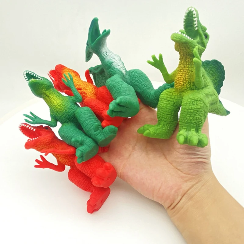 5Pcs Creative Simulation Dinosaur Finger Doll Children Soft Rubber Stress Relief Toys Funny Tyrannosaurus Rex Finger Toys Gift