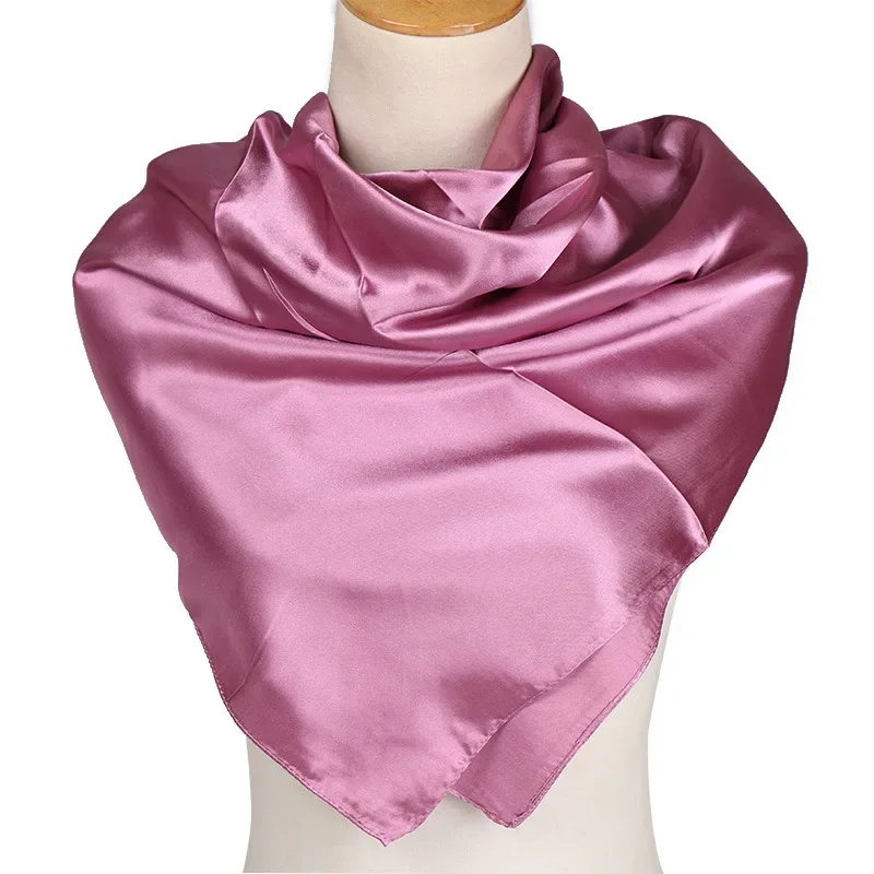 Fashion Stain Silk Square Scarf Solid Color Bandana Wrap Women Muslim Hijab Headband Headscarf 2024 Hijab Smooth Hairscarf