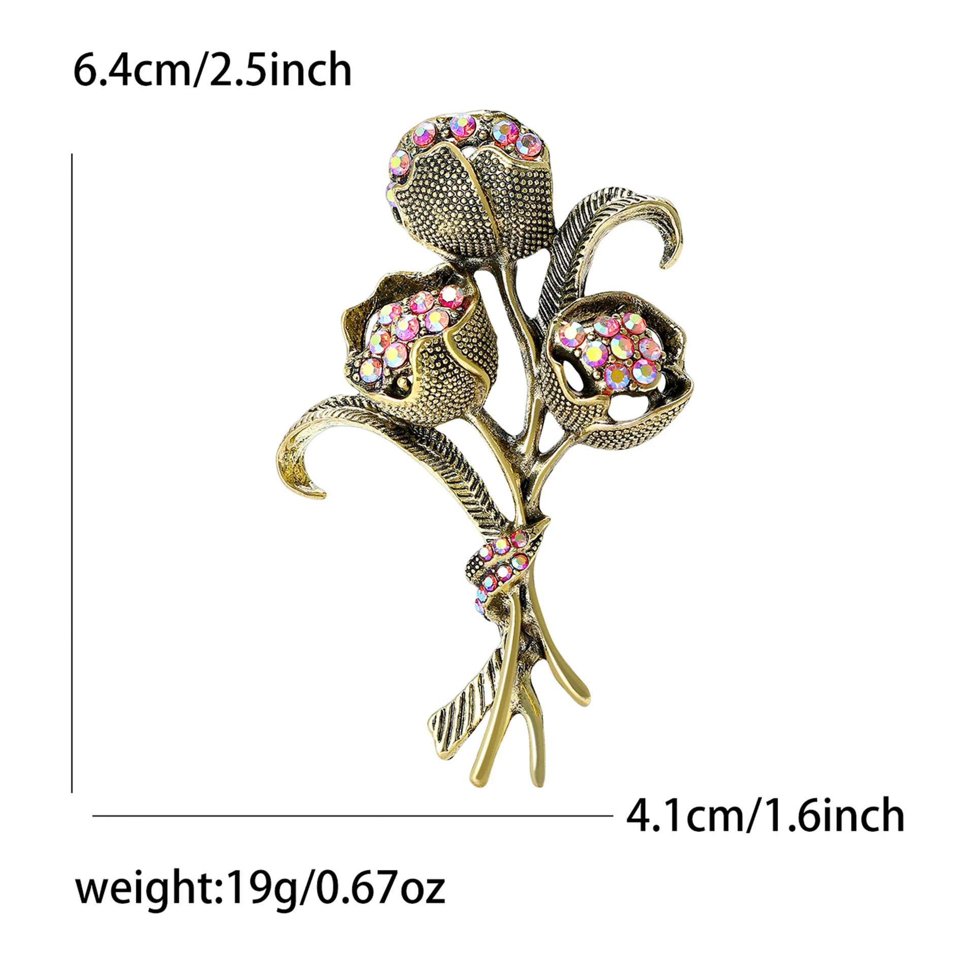 Retro Rhinestone Rose Bouquet Brooch For Women And Men, Romantic Wedding Banquet Jewelry, Clothing, Coat, Dress And Accessories