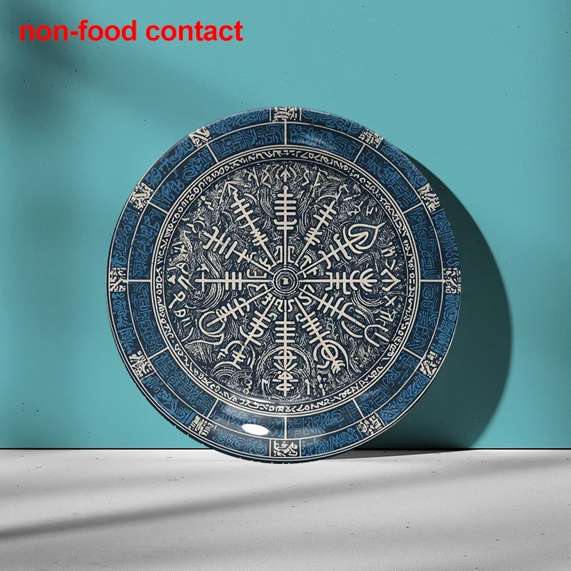 1pc Vintage Ceramic Wall Hanging Plate - Elegant Blue & White Decorative Plate with Intricate Patterns, Non-Food Contact