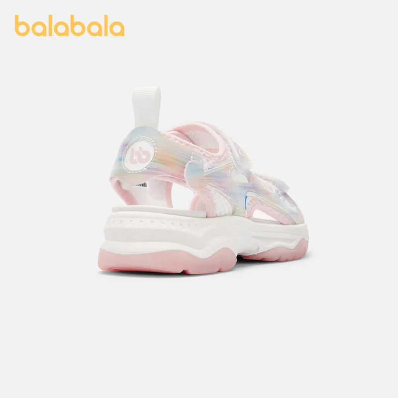 Balabala Kids Shoes Girls Sports Sandals Soft Sole Breathable 2024 Summer New Shoes Trendy Casual Shoes Medium Large Children