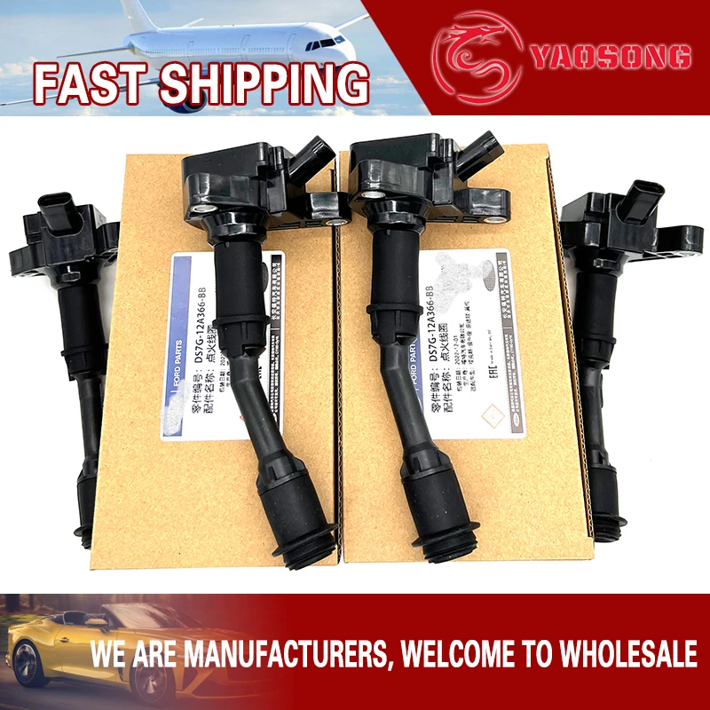 4Pcs Ignition Coil For FORD FOCUS III 1.5 2014- GRAND C-MAX 2015-2019 KUGA II MONDEO V S-MAX DS7G12A366BB UF735 1800554 1836729