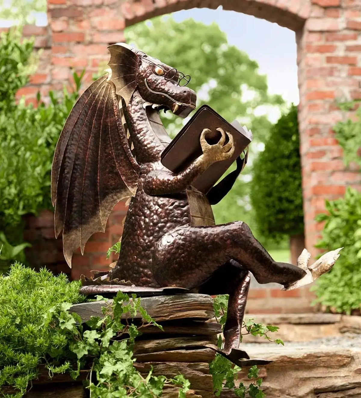 Dragon Sculpture Metal Handcrafted Reclaimed Indoor Outdoor Decor Detailed