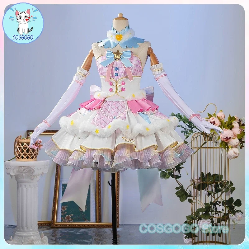 COSGOGO[Customized] Aikatsu! Series Hoshimiya Ichigo Shining Declara Cosplay Costume Game Anime Uniform Hallowen Play Role Cloth