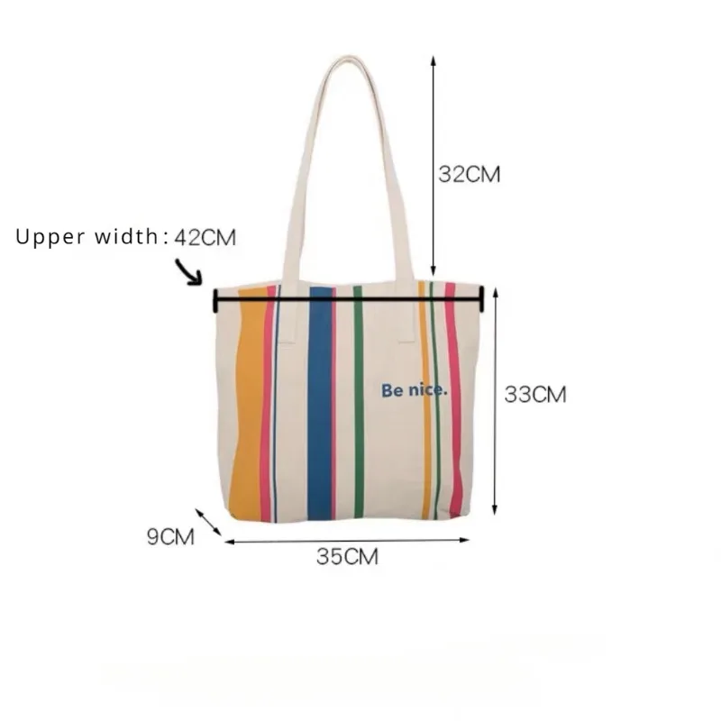 Simple Line One Shoulder Canvas Bag Korean Edition Leisure Art Student Shopping Bag Commuter Computer Handbag