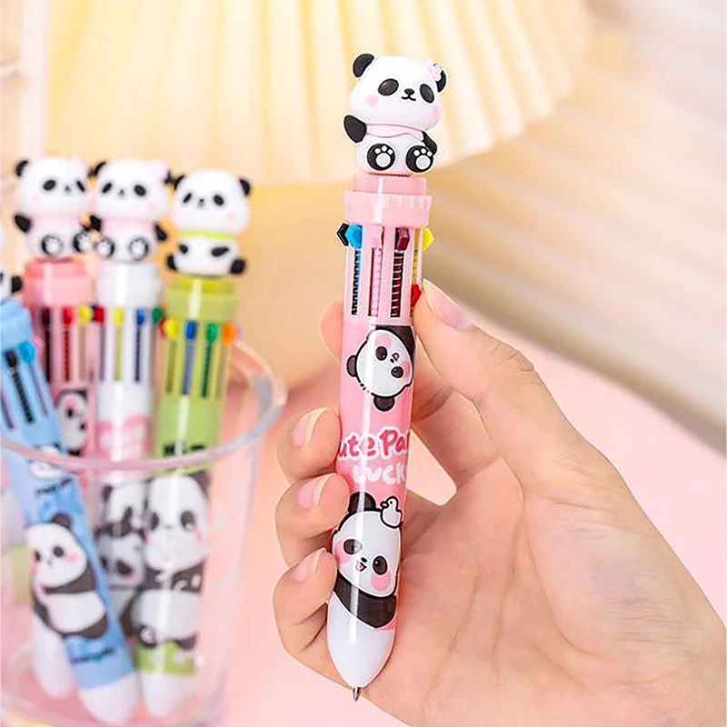 10 Farben Kugelschreiber Cartoon Panda 0,5mm bunte Tinte Gel Stift Kawaii Schüler Briefpapier Bürobedarf