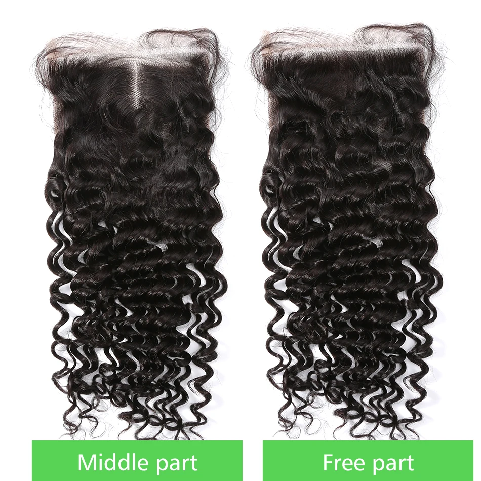 4X4 Water Wave Sluiting 12A Menselijk Haar Braziliaanse Vetersluiting Diepe Krullend Straight Body Wave Vetersluiting Remy menselijk Haar Sluiting