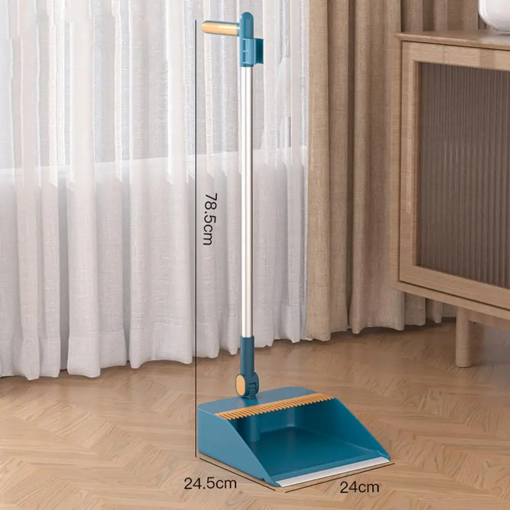 Long Handle Broom With Dustpan Set 180-Degree Angle Adjustment Stiff Bristles Buckle Type Broom Dustpan Set With Scraping Teeth