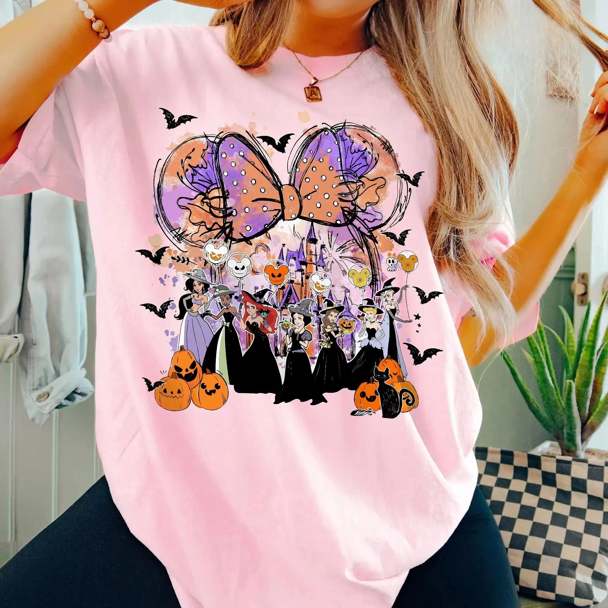 

Vintage Disney Princess Halloween Comfort Colors Shirt Cinderella Belle Tiana Rapunzel Castle Tee
