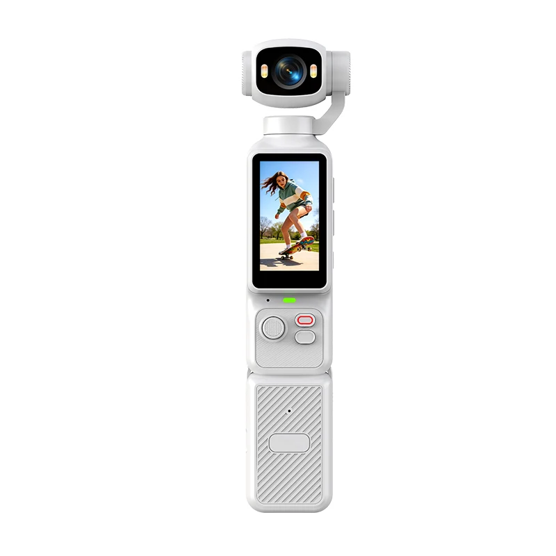 Neue 4K Handheld-Gimbal-Actionkamera HD mit 180° drehbarem Objektiv, Anti-Shake-Funktion, Taschen-Vlog-Kamera mit Beleuchtung für Outdoor-Sportarten