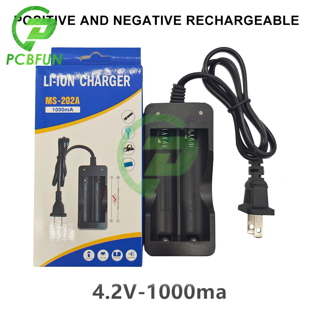 18650 Lithium Battery Charger US Plug 2 Slots Smart Charging Safety Fast Charge 18650 Li-ion Rechargeable Battery Charger