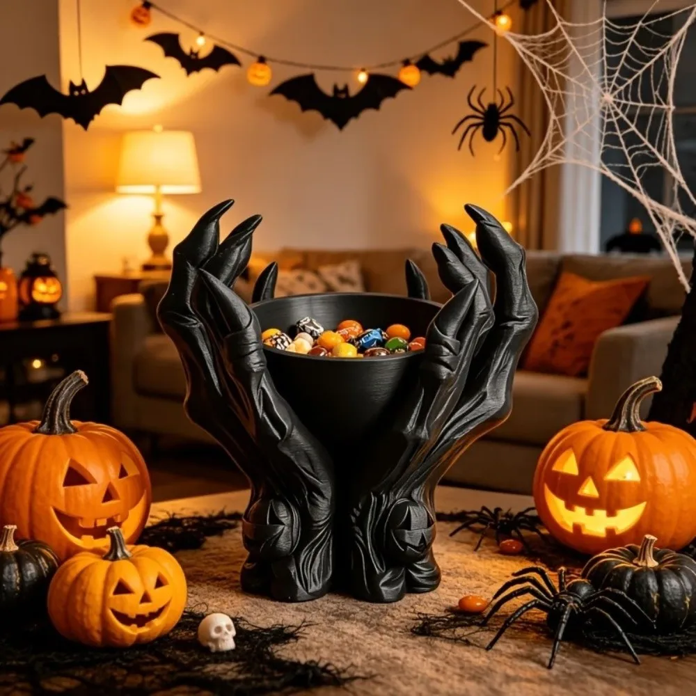 Dark Style Ornaments Skeleton Claw Statue 3D Printed Gothic Style Storage Bowl Devil Claw Desktop Decoration Table