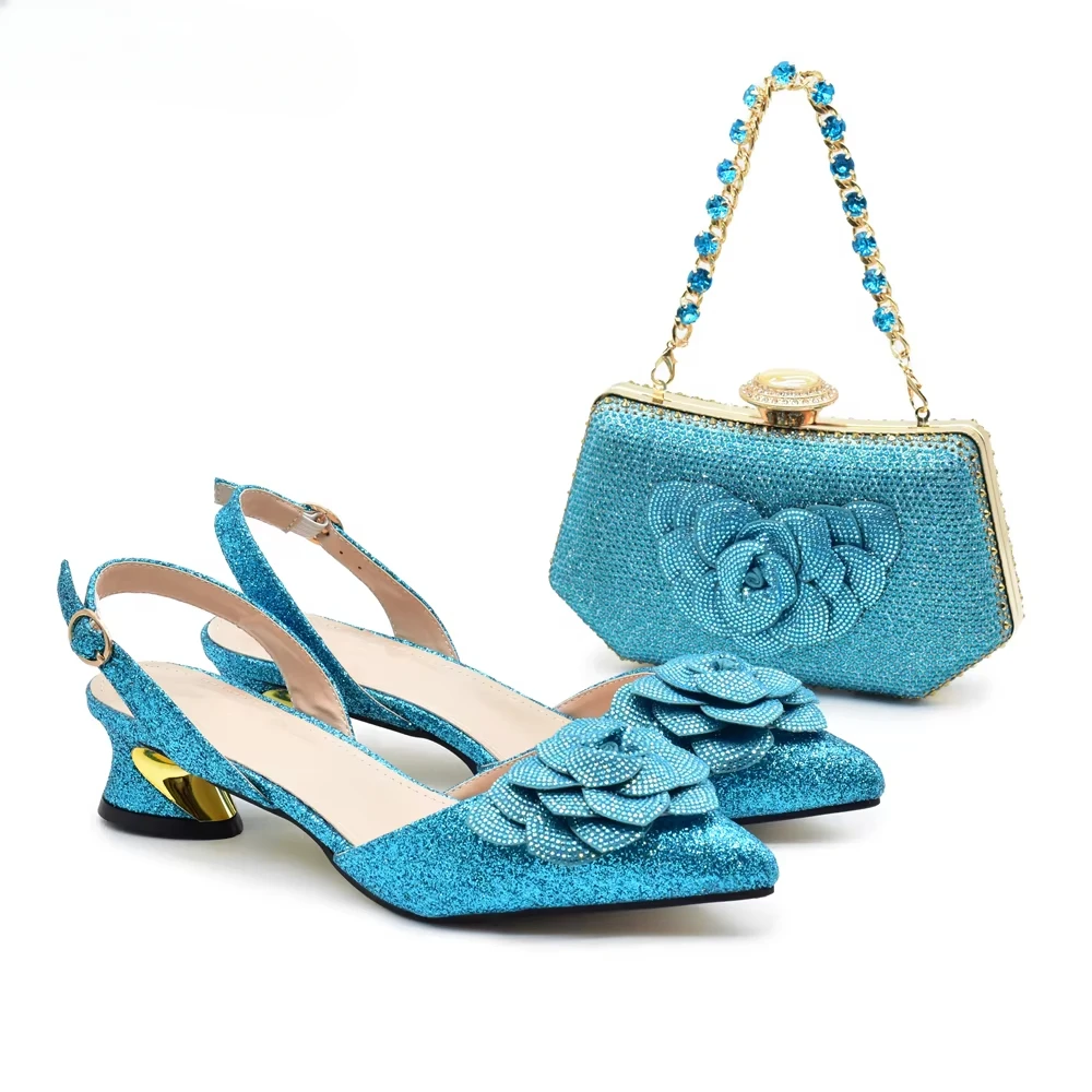 Mode schoenen- en tassenset voor Nigeria Party Italië Luxe Italiaanse schoenen en tassenset voor dames Strasspompen Damesschoenen Luxe