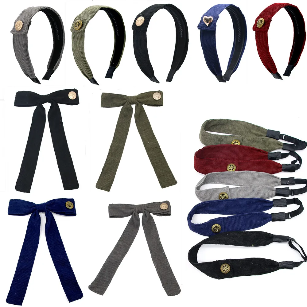 A5 Fashion Cordury złoty guzik płaska opaska duża opaska do włosów dziecięca mini klips dziecięce szkolne akcesoria do włosów opaska do włosów