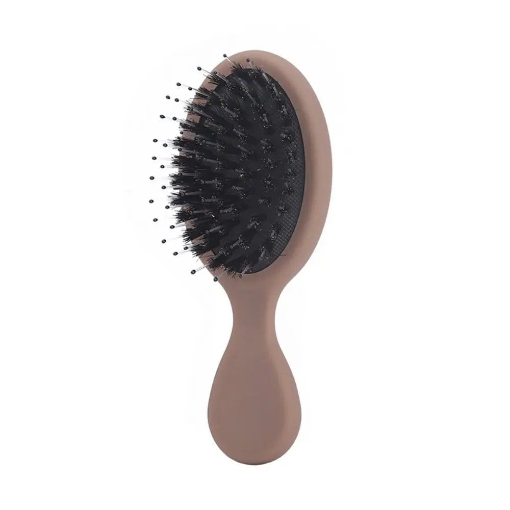 Cute Mini Paddle Brush Lightwear Pig Bristle Pocket Wet Brush Frosted Matte Hair Comb Holiday Vocation