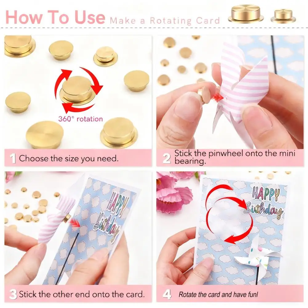 Rotary Bearing Party Decoration Bearings Rotary Mini Metal Bearings 360 Degree Rotation Diy Craft Spin Tools for Scrapbooking