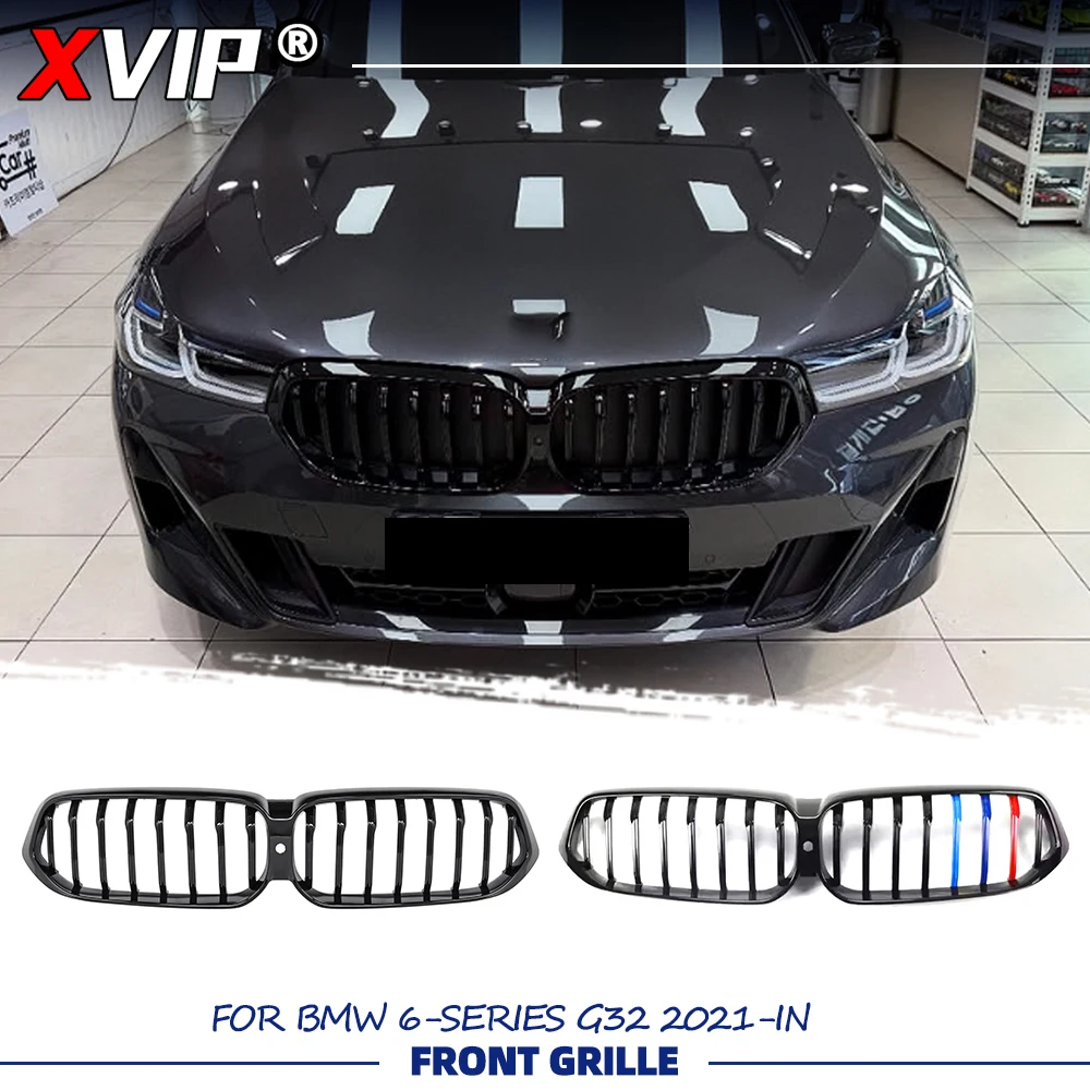 

XVIP Черная глянцевая решетка радиатора в стиле Single Line M-Color для BMW 6-й серии G32 2021 года и новее, замена передней решетки бампера