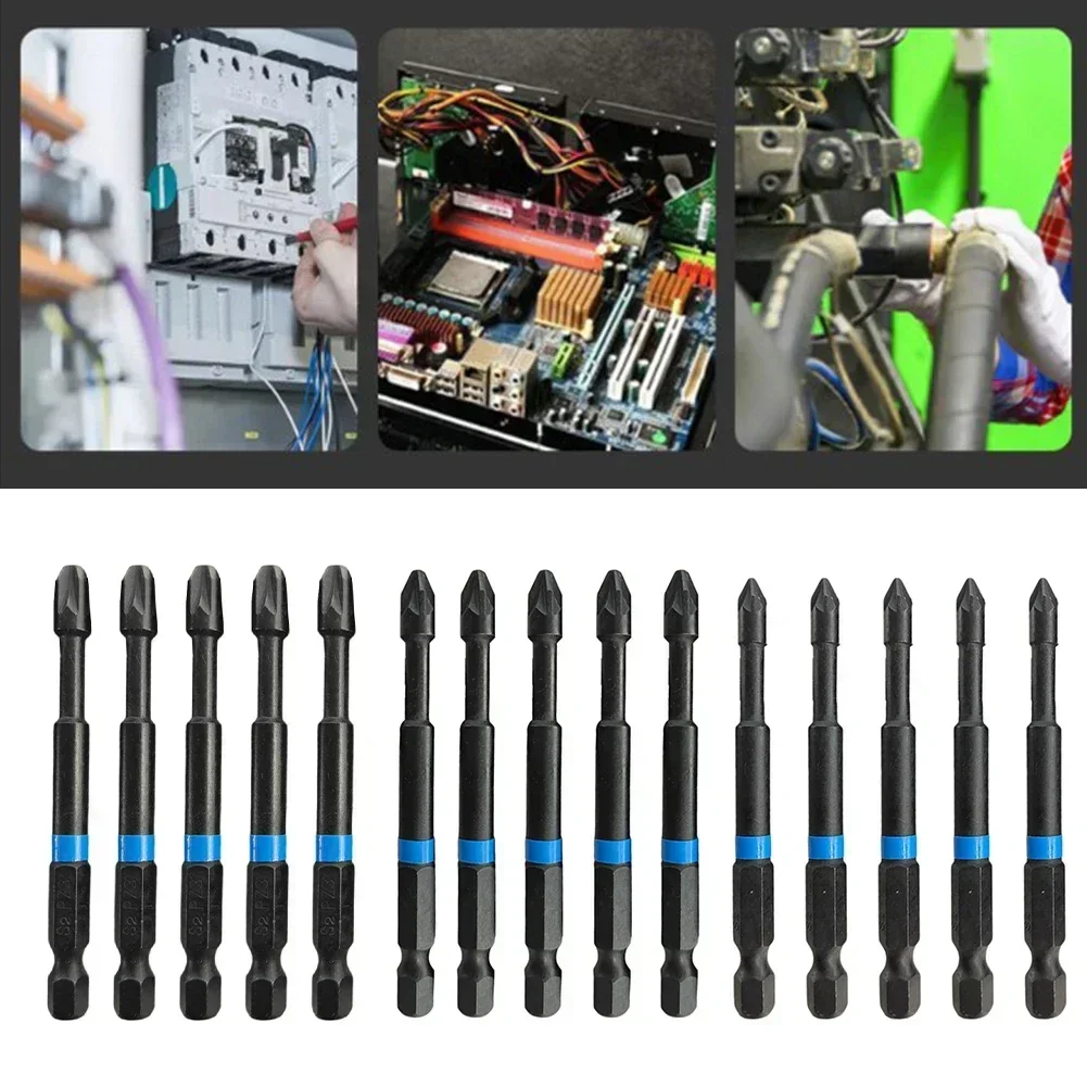 5pcs PZ1 PZ2 PZ3 Magnetic Batch Head Screwdriver Bits 75mm Pozidriv Set 1/4 Inch Hex Shank Magnetic Electric Screw Driver Bit