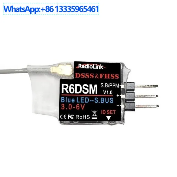 

10-канальный мини-приемник Ledi R6DSM, поддерживает сигналы SBUS/PPM, перекрещивает автомобиль с неподвижным крылом и корабли.