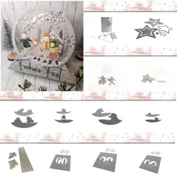 2024 Christmas Panorama Santa Claus fawn Gift Bows Ribbons Tree Metal Cutting Dies for DIY Scrapbook Craft Decorat Card Template