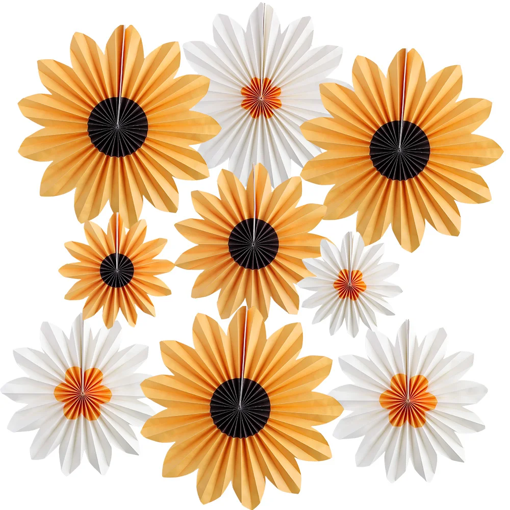 9Pcs 20/25/35CM Paper Fan Flower Hanging Birthday Party Supplies Ornament Wedding Decoration Handmade Craft Flower Accessories