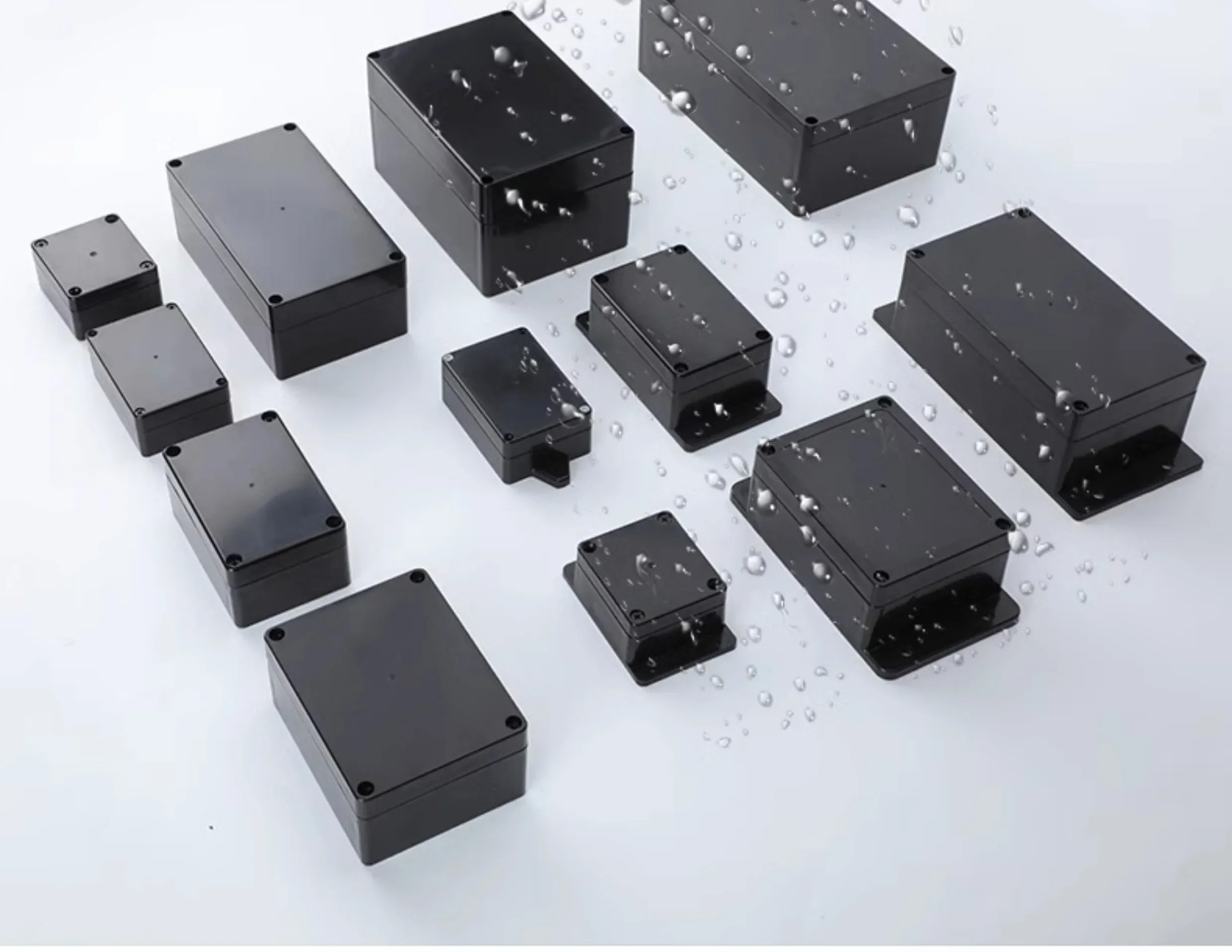 Black IP65 Plastic Waterproof Box Security Monitoring Switch Box Power Supply Terminal Junction Box ABS Protective Enclosures