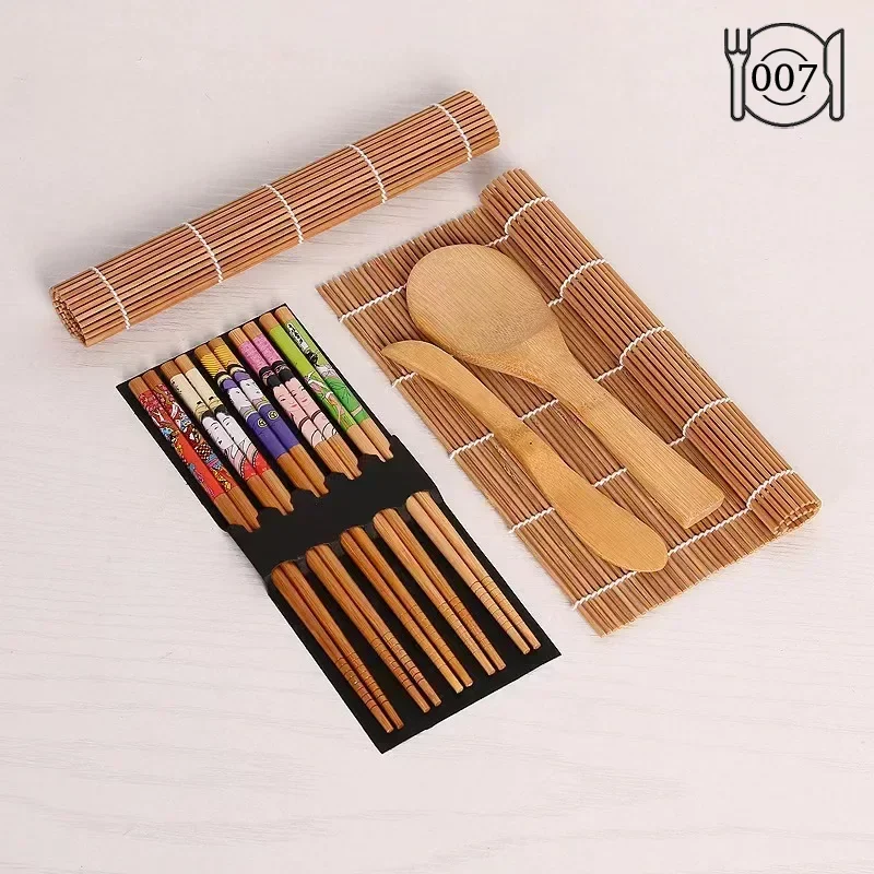 9PCS/set Sushi Making Kit Bamboo Sushi-Mat DIY Bamboo Sushi Maker Set Sushi-Curtain Rice Sushi Making Kits Roll Cooking Tool