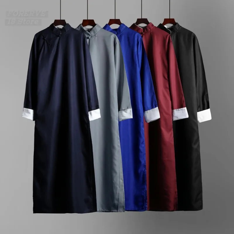 الصينية التقليدية اليوسفي العباءات الجناح تشون الكونغ فو زي جمهورية الصين رداء سترة الرجال سترة طويلة رجل الصينية تونك البدلة