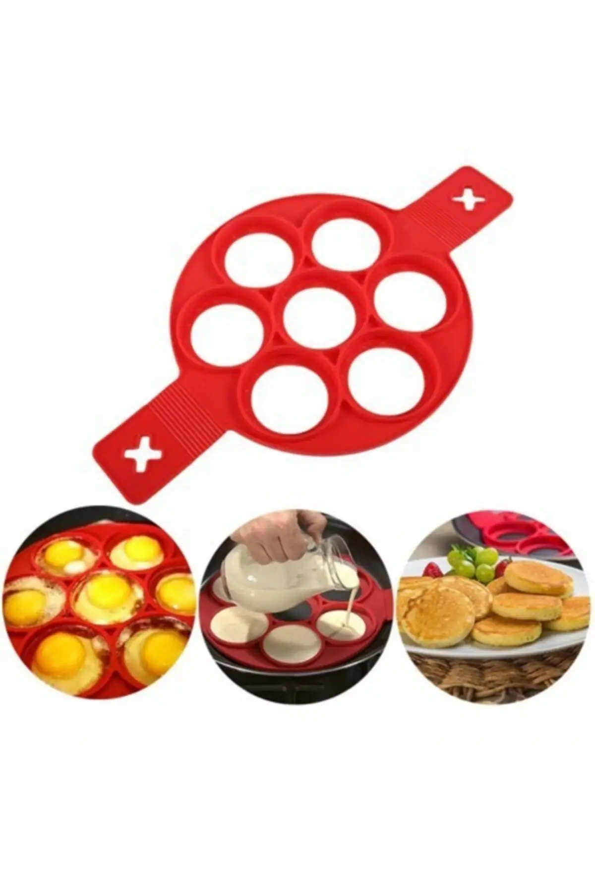 

Silicone Pancake Maker 7 Round Holes Nonstick Compartment Baking Mold Ring Fried Egg Crepe For Cooking Kitchenware Gadgets