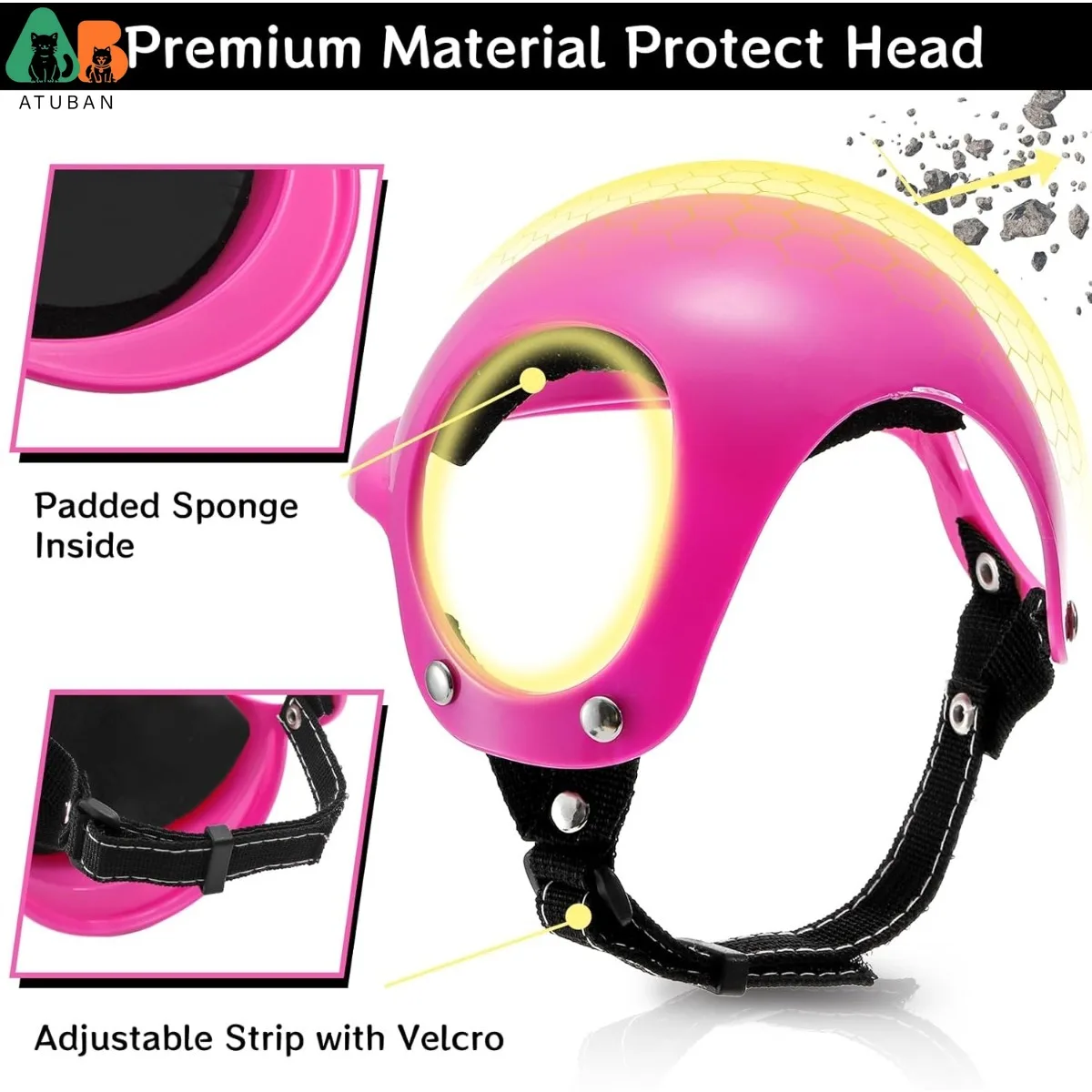 ATUBAN Dog Helmet for Medium Dog 3