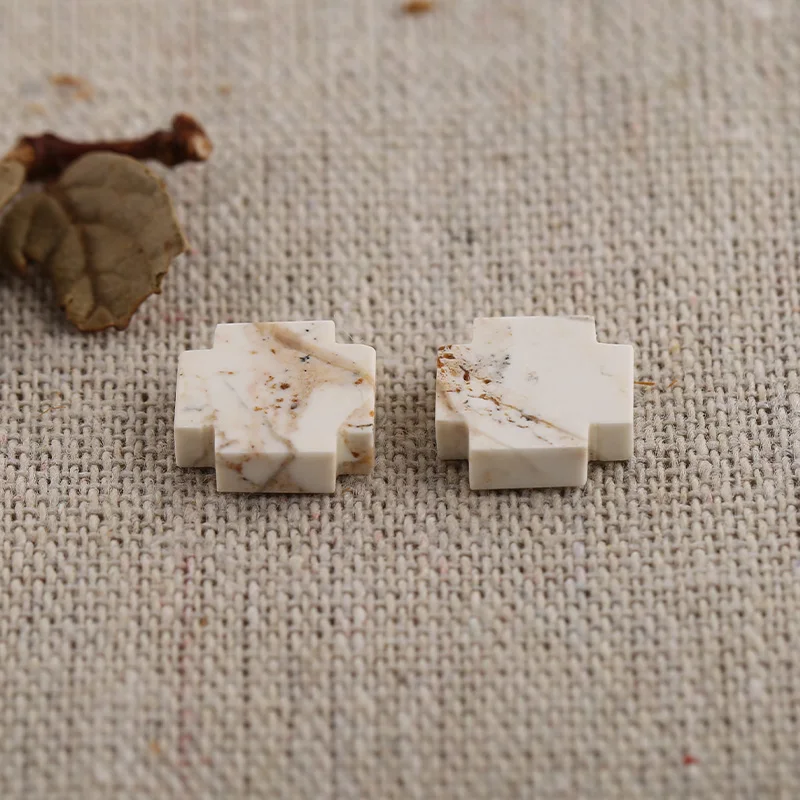 B&F Crucifix Howlite Pendant Beads, Handmade Natural stones beads, Polished Stones for jewelry Making Supplies