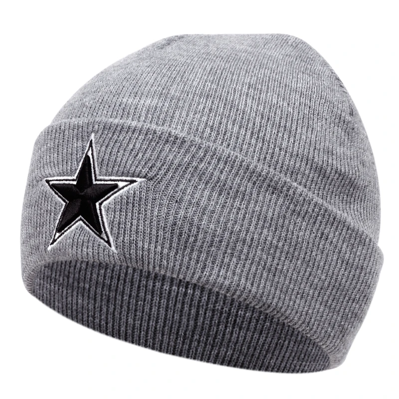 Soft Beanie Hat Men Acrylic Fashion Pentagram Embroidery Knitted Caps For Men Casual Winter Hat Women 2023 Warm Bonnet Homme