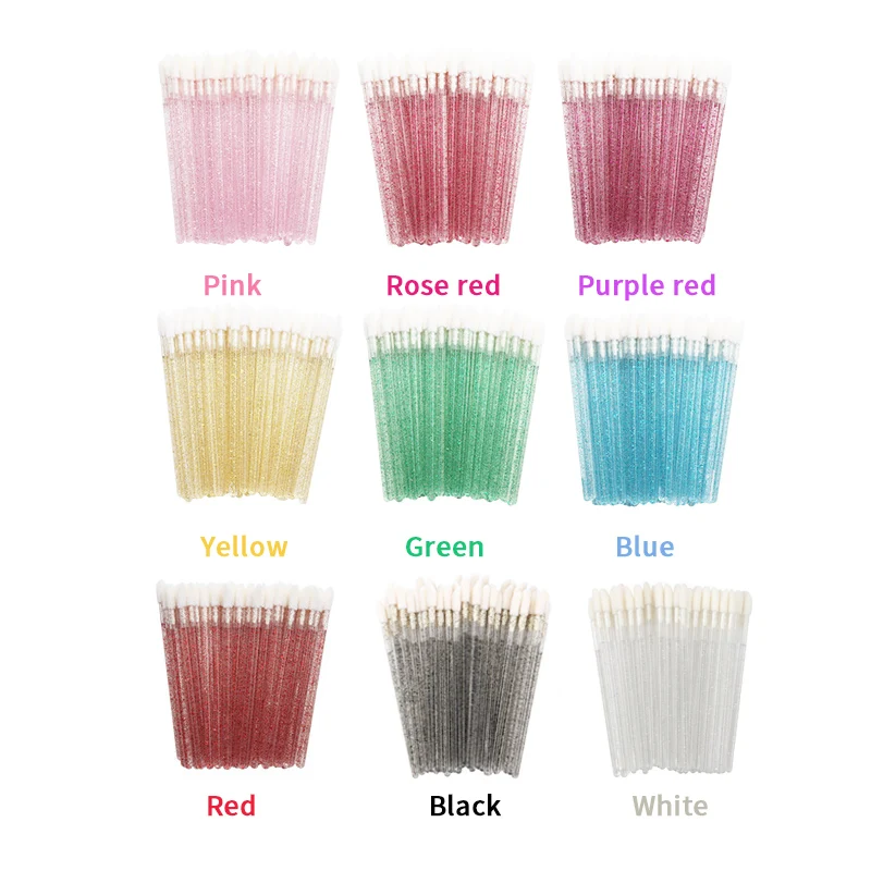 

50 pcs Crystal Mascara Wands Applicator Diamond Disposable Lip brushes Cosmetic Eyelash Brush women Make Up brushes Tools