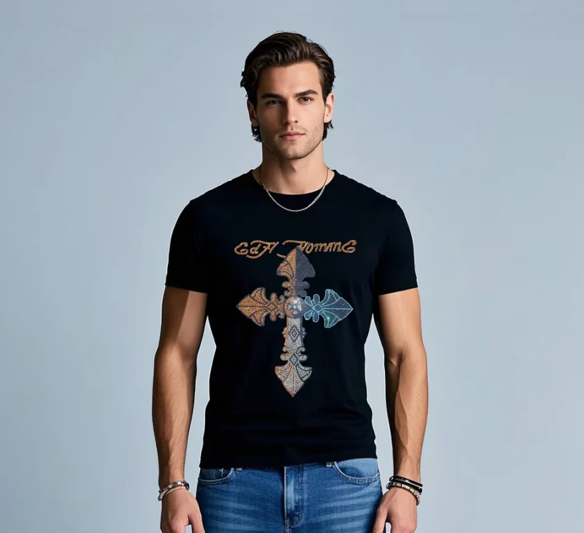 

High-quality breathable men's T-shirts factory direct brand designer men's T-shirt with stylish rhinestones