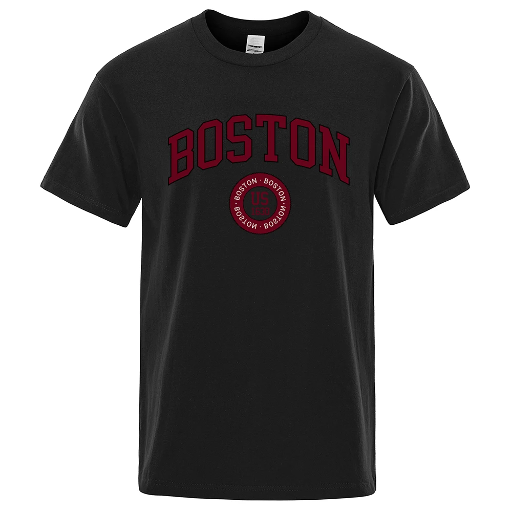 Boston City uns gegründet im Jahr 1630 drucken Männer T-Shirt Mode Kleidung Baumwolle Tops Mode Sommer Herren T-Shirt Kleidung übergroße T-Shirt