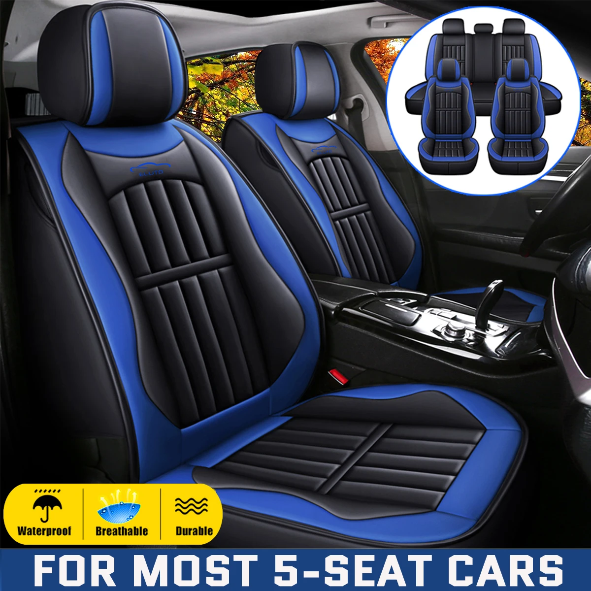 

Car Seat Covers For 5 SEAT Pu Leather Seats Cover Full Set Seat Cushion Cover Front Rear Seat Cover Universal SUV Trucks