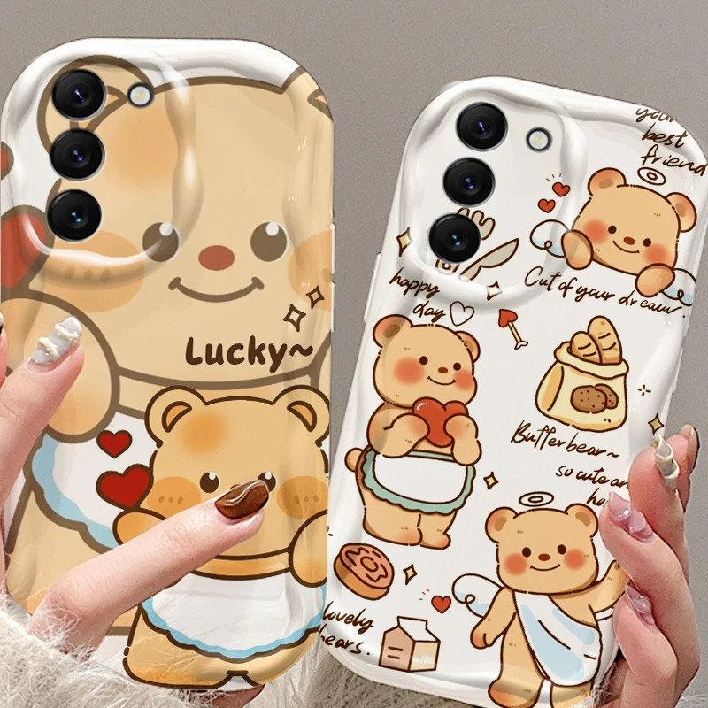 

Butter Bear Cartoon Fashion For Samsung S24 S23 S21 S20 Ultra Plus FE A73 A72 A71 A51 A31 A05S A05 A04 5G Wave Oil TPU