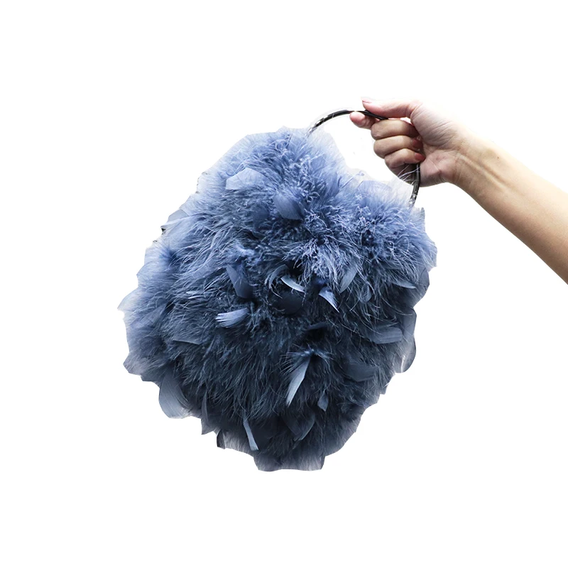 Real Ostrich Feather Crossbody Bag handbag women fuffly shoulder clutch bag female accessories ladies feather trimmed B99
