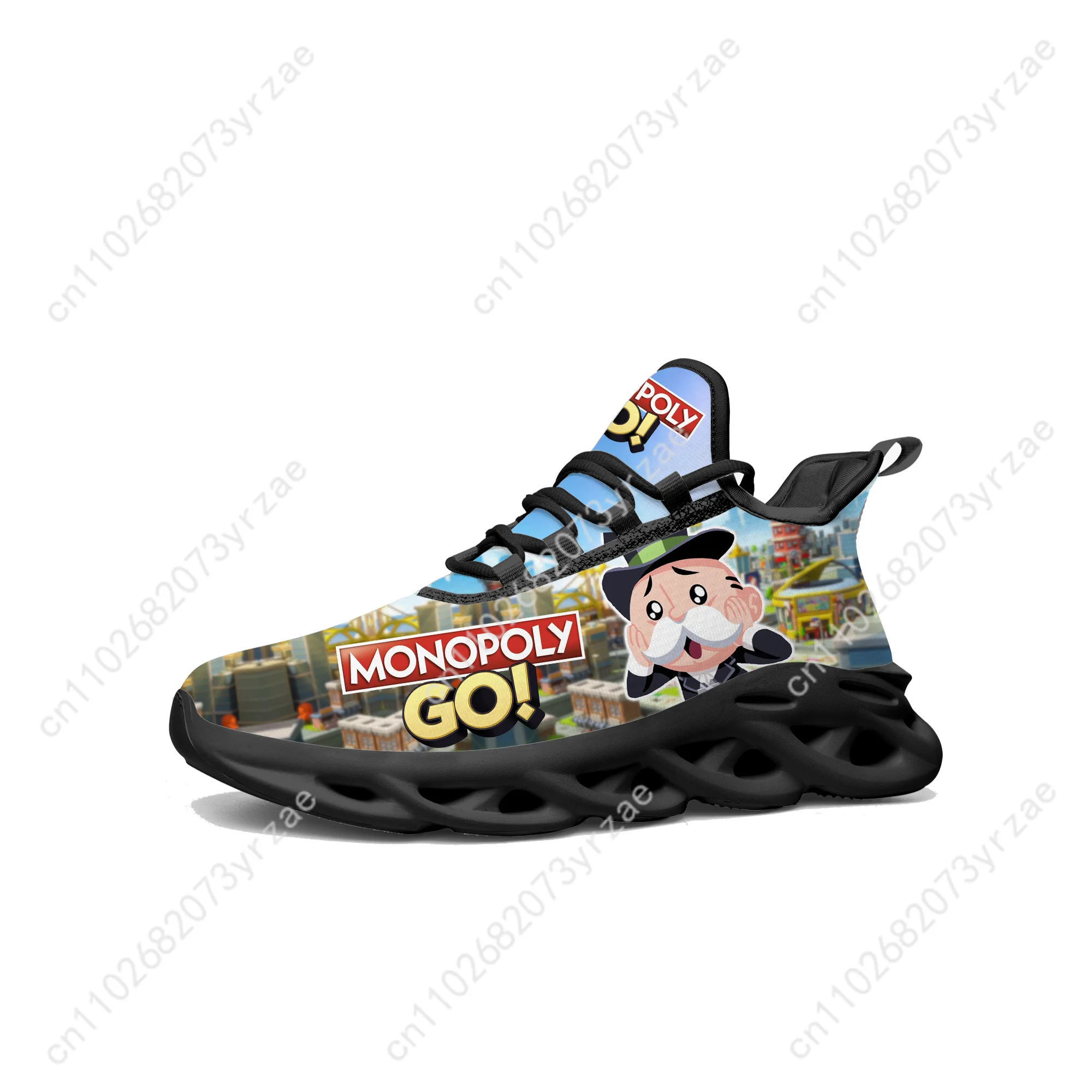 

Монополия Го! Кроссовки из сетчатой ткани, плоские, мужские и женские, спортивная обувь высокого качества, персонализированные модные спортивные кроссовки, обувь на заказ