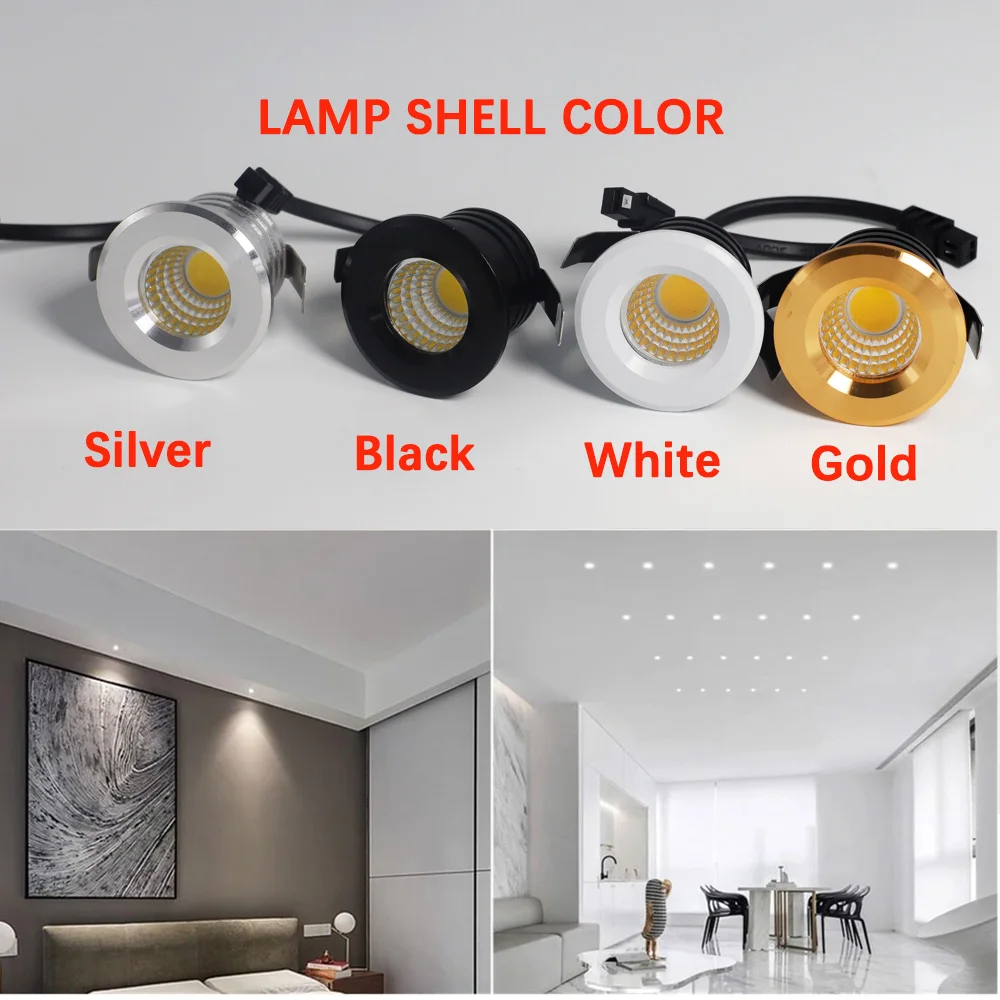 Mini LED Spot Lights, 3W Recessed Downlight,85V-110V Indoor Round Small Spotlights for Ceiling Cabinet Showcase Loft Decorations