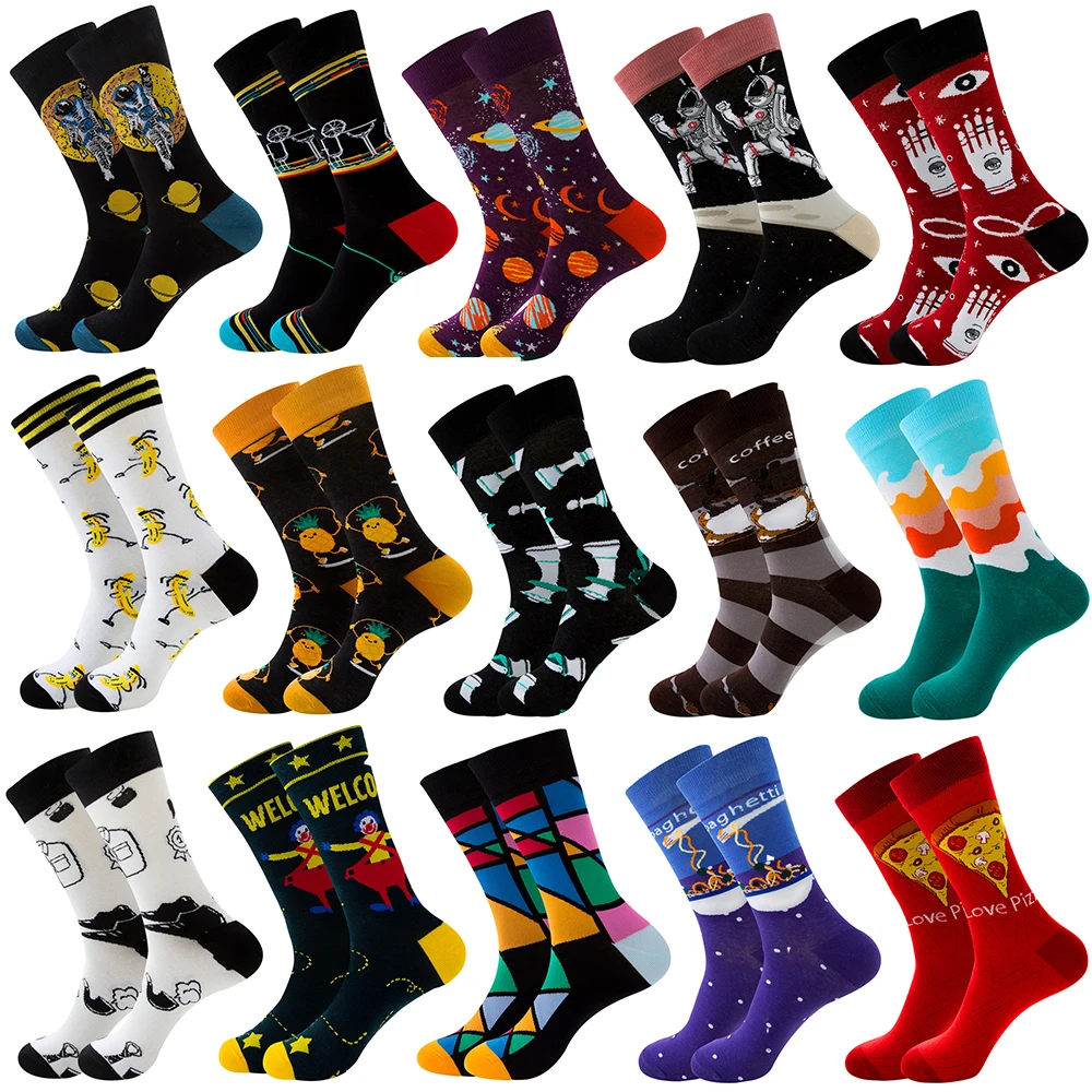 2025 Socks Men's Latest Design Middle tube Socks Autumn Socks Quality Business Geometric Lattice Colorful Mens Cotton Socks